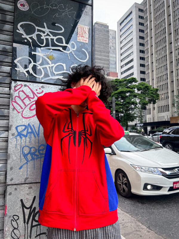 TRICKS ZIP UP HOODIE RED AND BLUE
