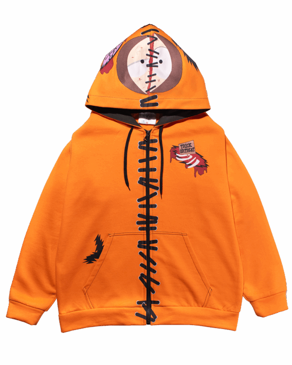 TOTs ZIP UP HOODIE ORANGE STAPLED ZOMBIE